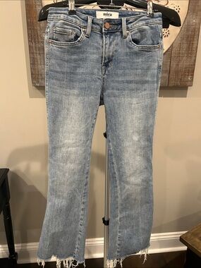 Mica Light Blue Cropped / Frayed Bootcut Jeans/ Size 25